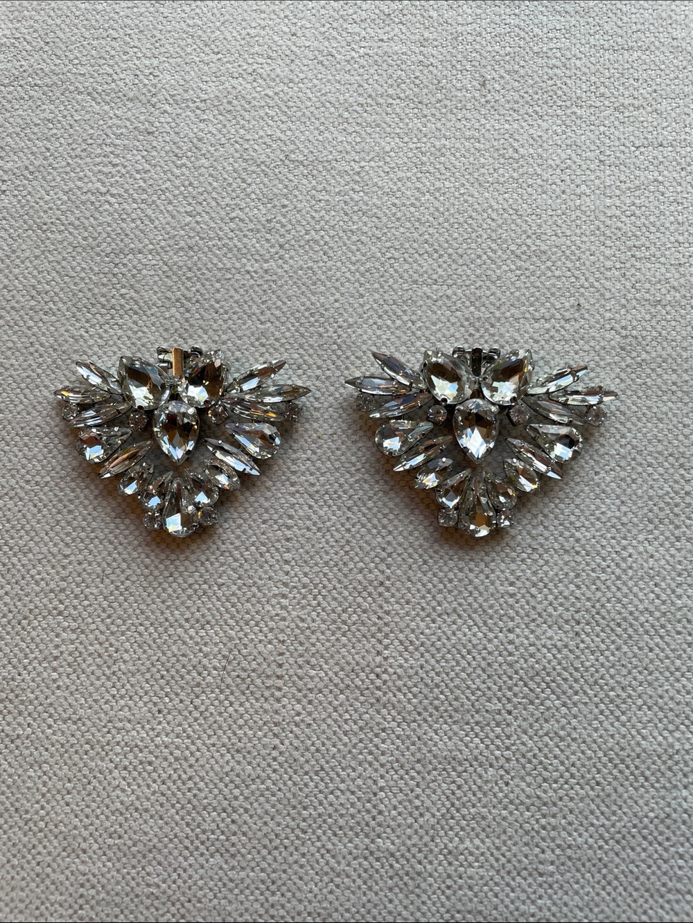 WHBM Crystal Cluster Statement Shoe Clips- Clear Rhinestone Design